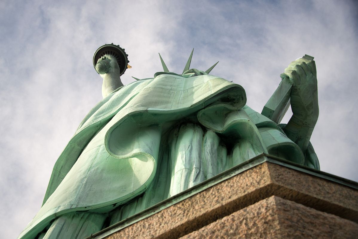 07-04 Looking Up At Statue Of Liberty Holding The Torch And A Book From Pedestal Directly Below Statue